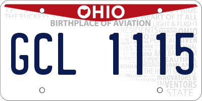 OH license plate GCL1115