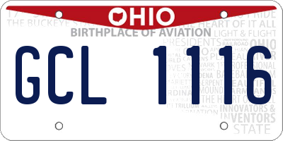 OH license plate GCL1116