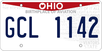 OH license plate GCL1142