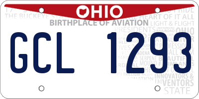 OH license plate GCL1293