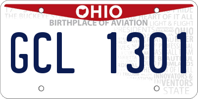 OH license plate GCL1301
