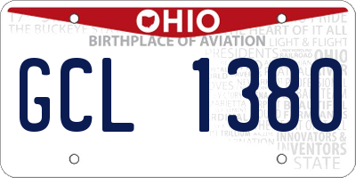 OH license plate GCL1380