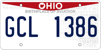 OH license plate GCL1386
