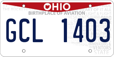 OH license plate GCL1403