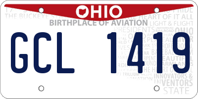 OH license plate GCL1419