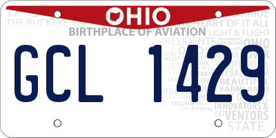 OH license plate GCL1429