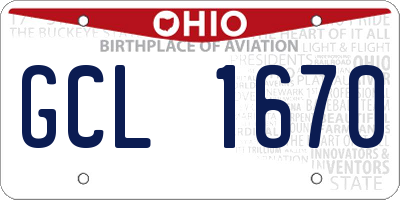 OH license plate GCL1670