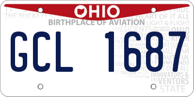 OH license plate GCL1687