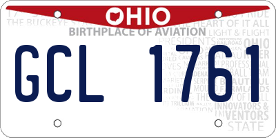 OH license plate GCL1761