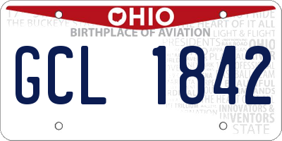 OH license plate GCL1842