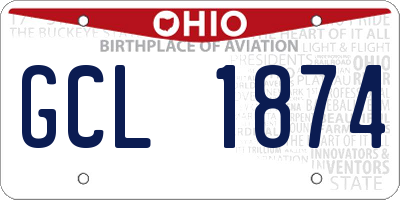 OH license plate GCL1874