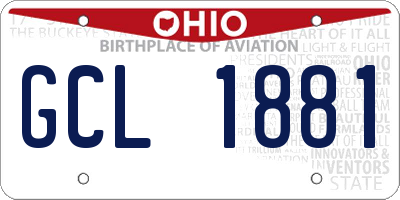 OH license plate GCL1881