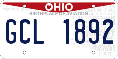 OH license plate GCL1892