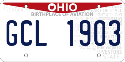 OH license plate GCL1903
