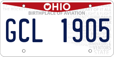 OH license plate GCL1905