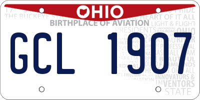 OH license plate GCL1907