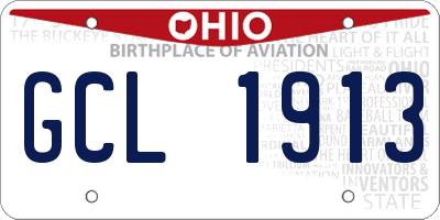 OH license plate GCL1913