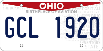 OH license plate GCL1920
