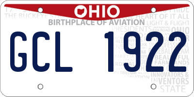 OH license plate GCL1922