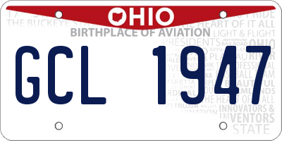 OH license plate GCL1947