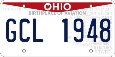 OH license plate GCL1948