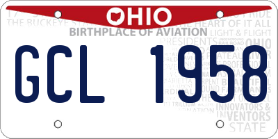 OH license plate GCL1958