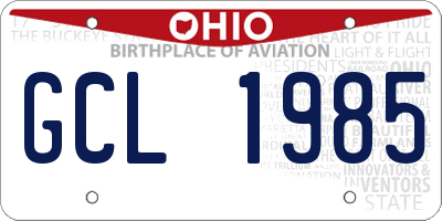 OH license plate GCL1985
