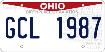OH license plate GCL1987