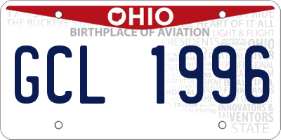 OH license plate GCL1996