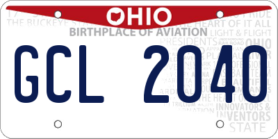 OH license plate GCL2040
