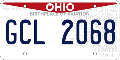 OH license plate GCL2068