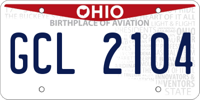 OH license plate GCL2104