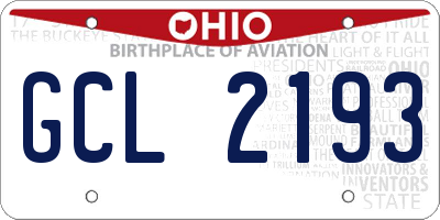 OH license plate GCL2193
