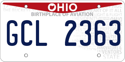 OH license plate GCL2363