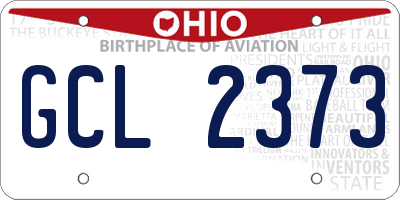 OH license plate GCL2373