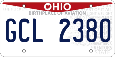 OH license plate GCL2380