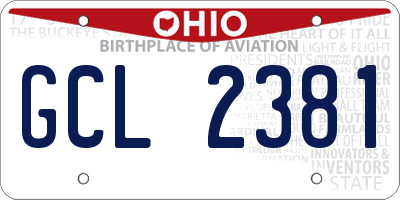 OH license plate GCL2381