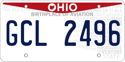 OH license plate GCL2496