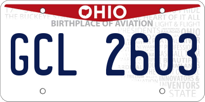 OH license plate GCL2603