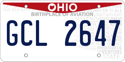 OH license plate GCL2647