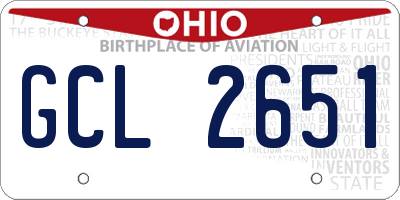 OH license plate GCL2651