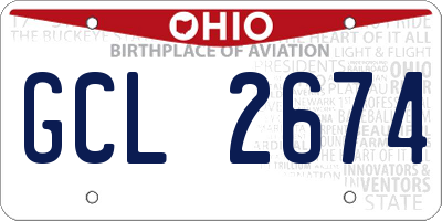 OH license plate GCL2674