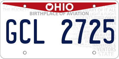 OH license plate GCL2725