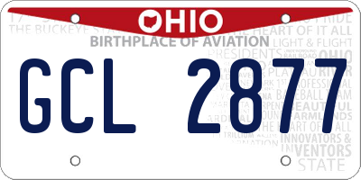 OH license plate GCL2877