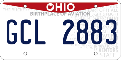 OH license plate GCL2883