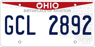 OH license plate GCL2892