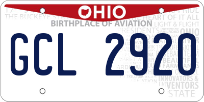 OH license plate GCL2920