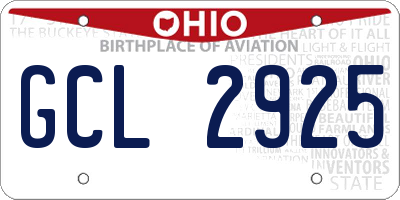 OH license plate GCL2925