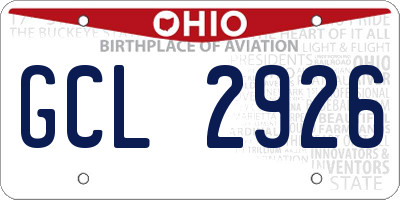 OH license plate GCL2926