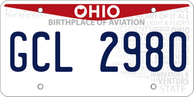 OH license plate GCL2980